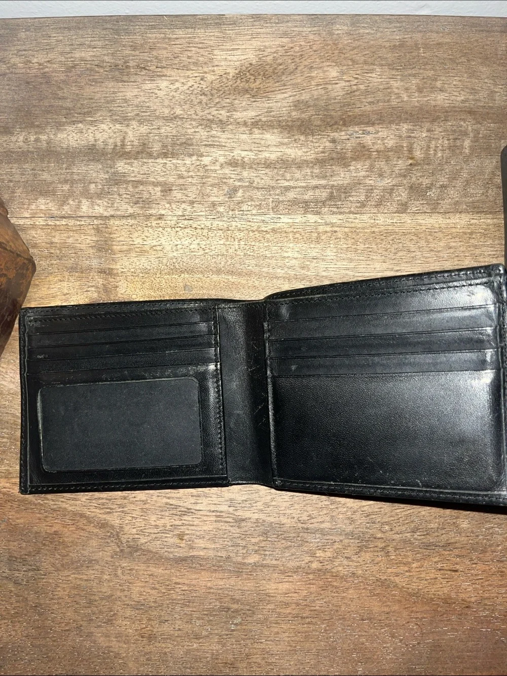 Burberry Black Leather Bifold Wallet with Grey Plaid Trim